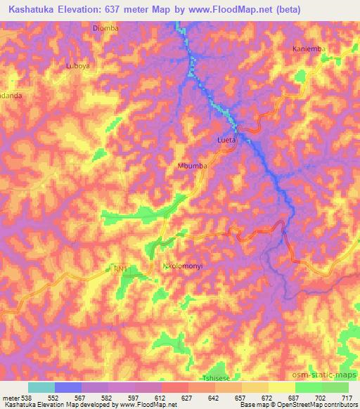 Kashatuka,Congo (Kinshasa) Elevation Map