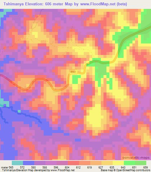 Tshimanya,Congo (Kinshasa) Elevation Map