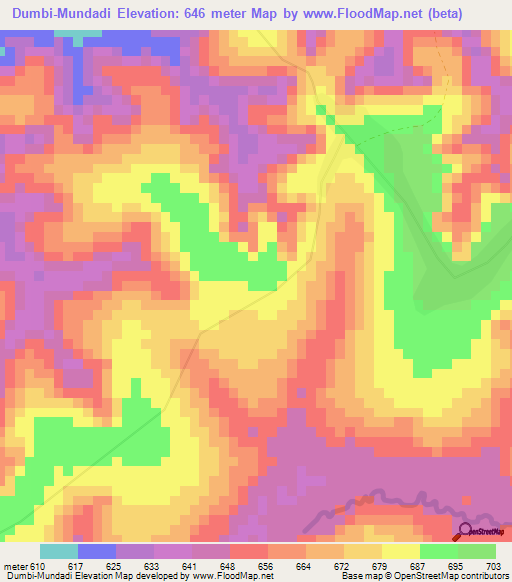 Dumbi-Mundadi,Congo (Kinshasa) Elevation Map