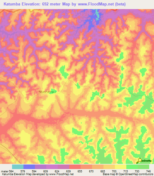 Katumba,Congo (Kinshasa) Elevation Map
