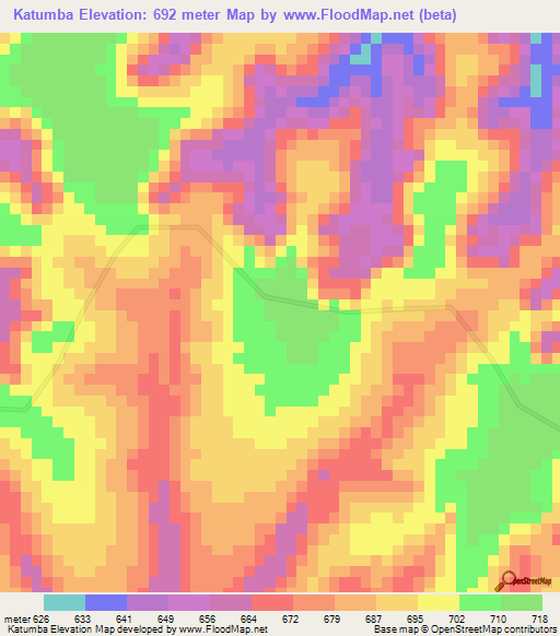 Katumba,Congo (Kinshasa) Elevation Map