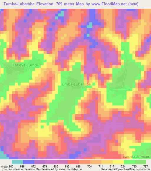 Tumba-Lubambe,Congo (Kinshasa) Elevation Map