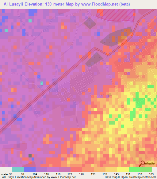 Al Lusayli,United Arab Emirates Elevation Map
