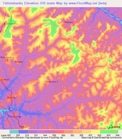 Tshintshanku,Congo (Kinshasa) Elevation Map