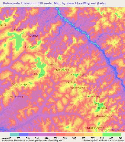 Kabusanda,Congo (Kinshasa) Elevation Map