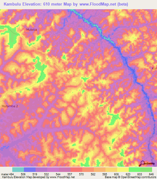 Kambulu,Congo (Kinshasa) Elevation Map
