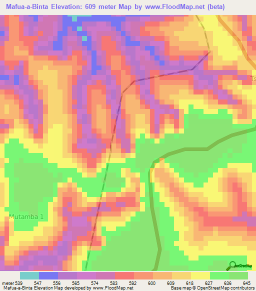 Mafua-a-Binta,Congo (Kinshasa) Elevation Map