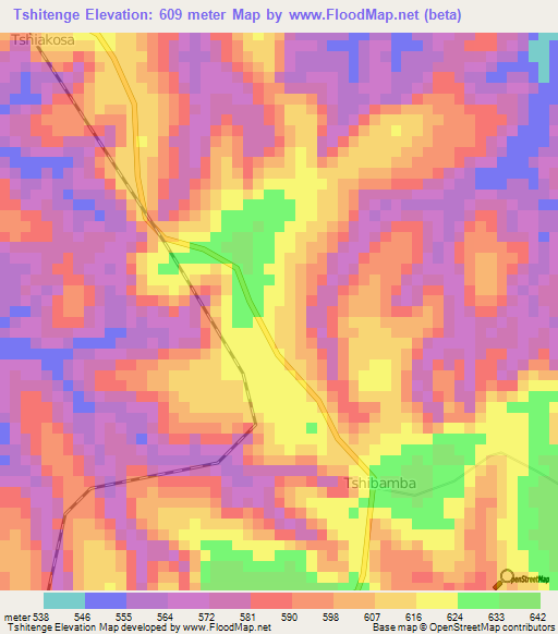Tshitenge,Congo (Kinshasa) Elevation Map