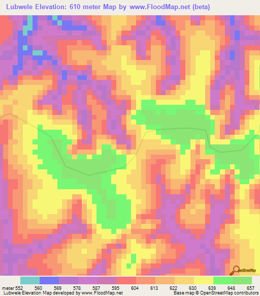 Lubwele,Congo (Kinshasa) Elevation Map
