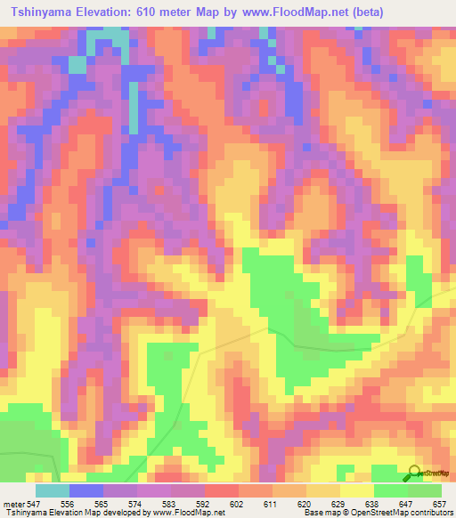 Tshinyama,Congo (Kinshasa) Elevation Map