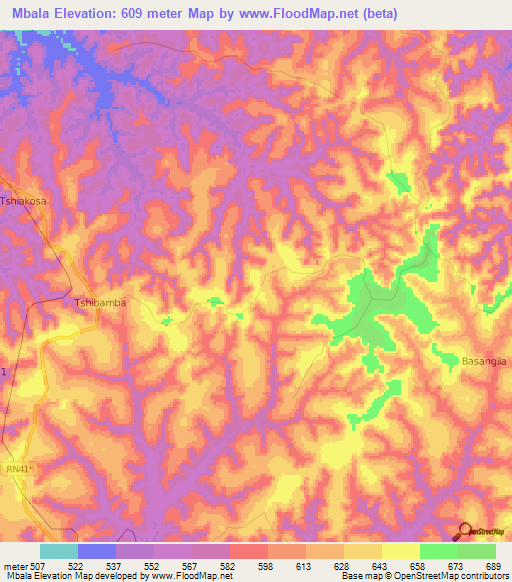 Mbala,Congo (Kinshasa) Elevation Map