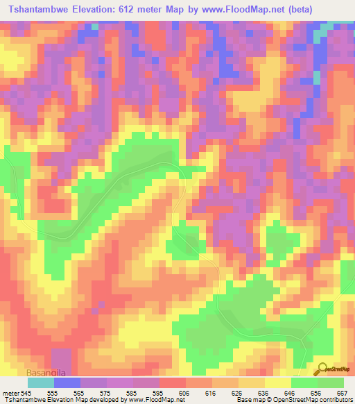 Tshantambwe,Congo (Kinshasa) Elevation Map