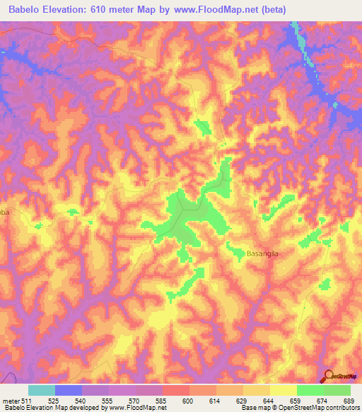Babelo,Congo (Kinshasa) Elevation Map