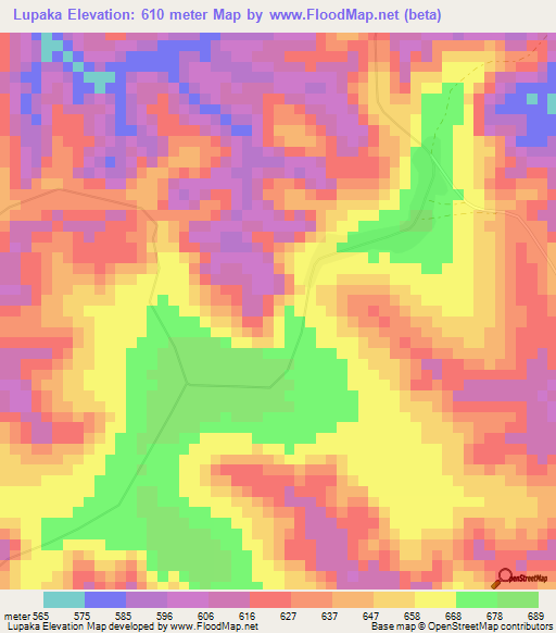 Lupaka,Congo (Kinshasa) Elevation Map