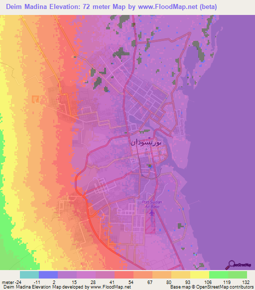 Deim Madina,Sudan Elevation Map