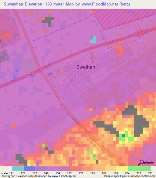 Suwayhan,United Arab Emirates Elevation Map