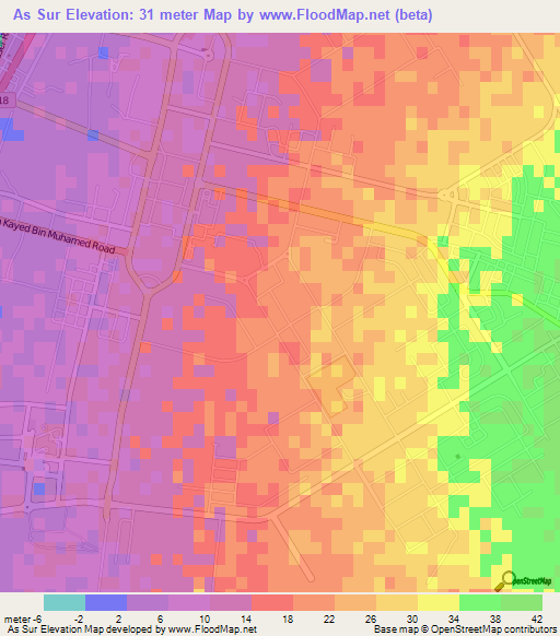 As Sur,United Arab Emirates Elevation Map