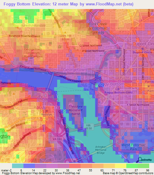 Elevation of Foggy Bottom,US Elevation Map, Topography, Contour