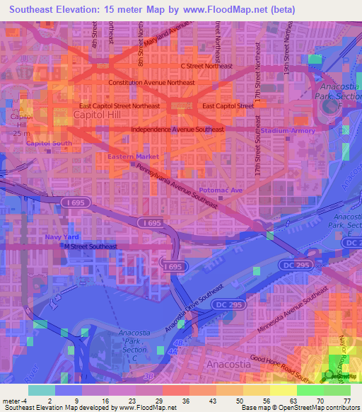 Southeast,US Elevation Map