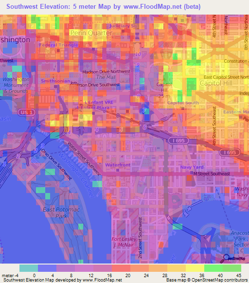 Southwest,US Elevation Map
