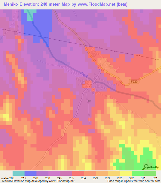 Meniko,Cyprus Elevation Map