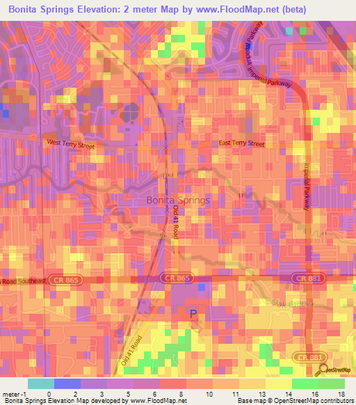 Bonita Springs,US Elevation Map