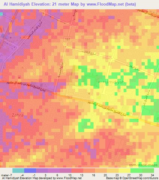 Al Hamidiyah,United Arab Emirates Elevation Map