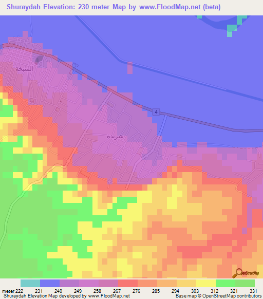 Shuraydah,Syria Elevation Map