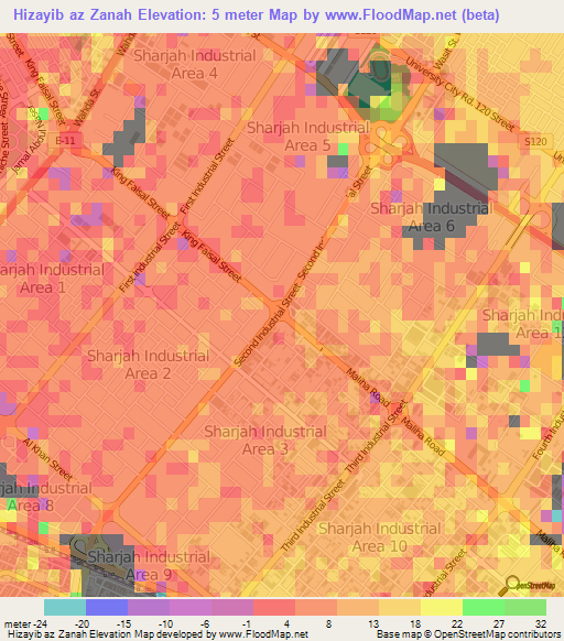 Hizayib az Zanah,United Arab Emirates Elevation Map