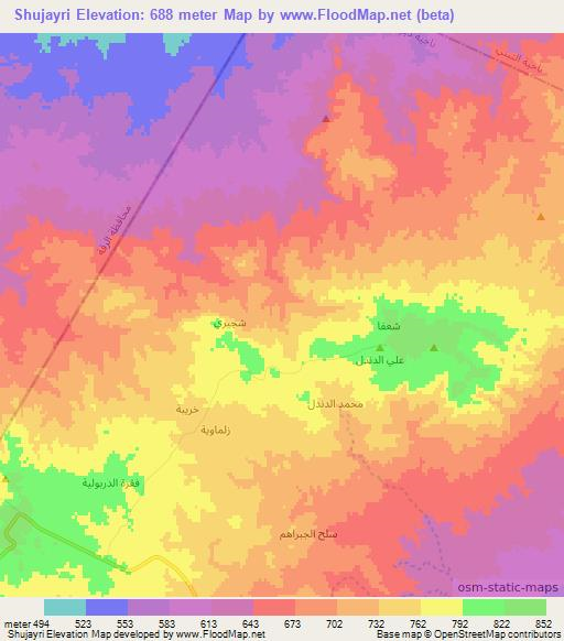 Shujayri,Syria Elevation Map