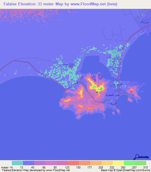 Falaise,Yemen Elevation Map