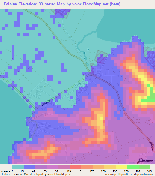 Falaise,Yemen Elevation Map
