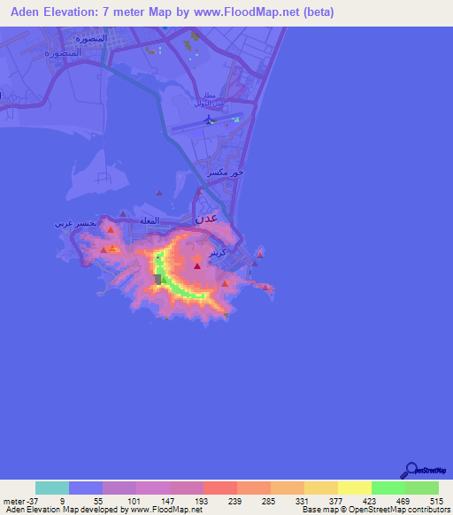 Aden,Yemen Elevation Map