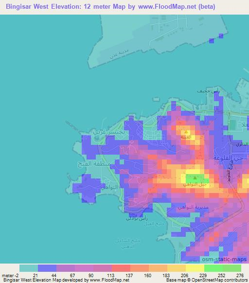 Bingisar West,Yemen Elevation Map