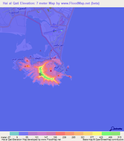 Hai al Qati,Yemen Elevation Map