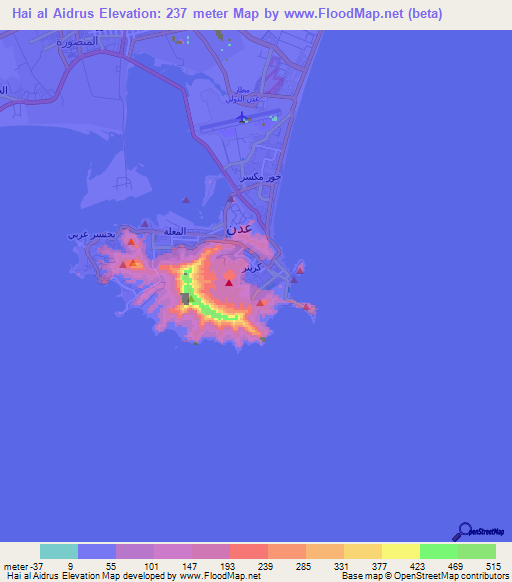 Hai al Aidrus,Yemen Elevation Map