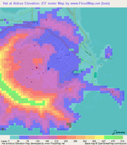 Hai al Aidrus,Yemen Elevation Map