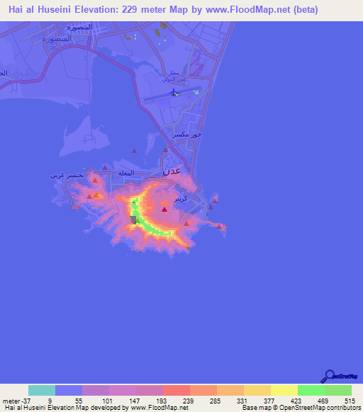 Hai al Huseini,Yemen Elevation Map