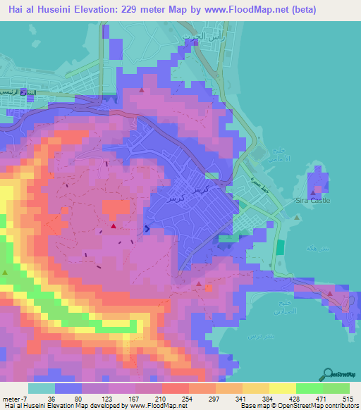 Hai al Huseini,Yemen Elevation Map