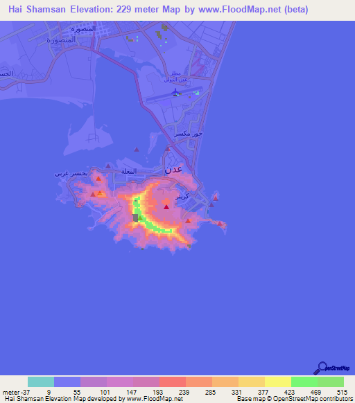 Hai Shamsan,Yemen Elevation Map