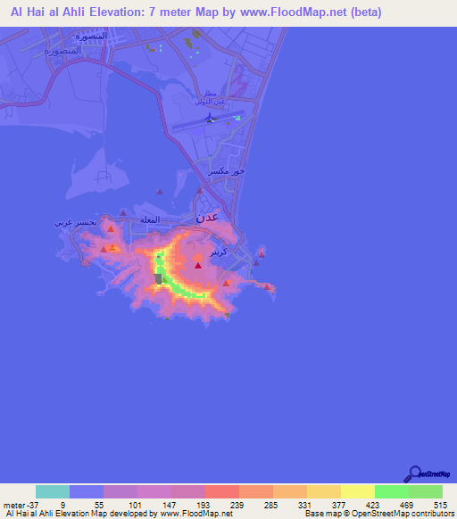 Al Hai al Ahli,Yemen Elevation Map