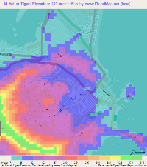 Al Hai at Tigari,Yemen Elevation Map