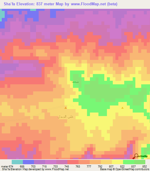 Sha`fa,Syria Elevation Map