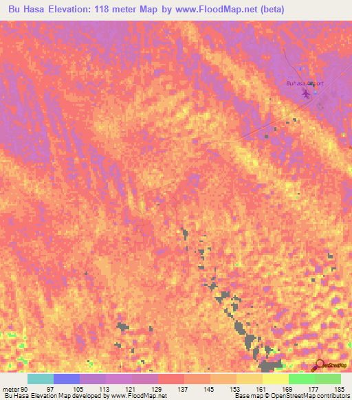 Bu Hasa,United Arab Emirates Elevation Map