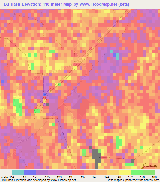 Bu Hasa,United Arab Emirates Elevation Map