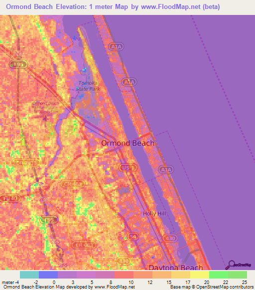 Ormond Beach,US Elevation Map
