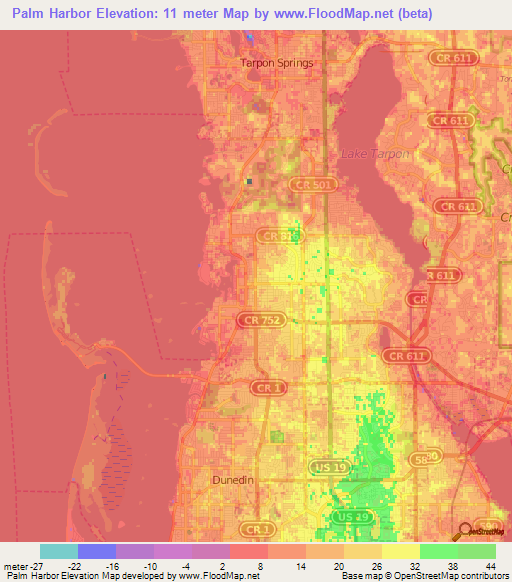 Palm Harbor,US Elevation Map