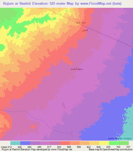 Rujum ar Rashid,Syria Elevation Map