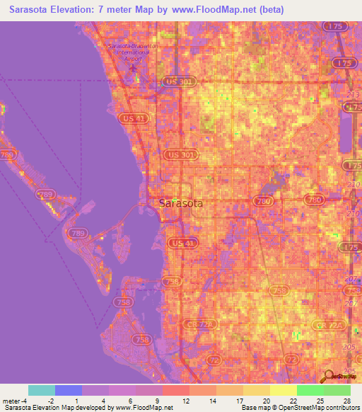 Sarasota,US Elevation Map