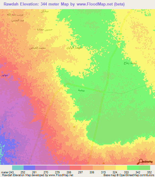 Rawdah,Syria Elevation Map